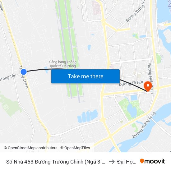 Số Nhà 453 Đường Trường Chinh (Ngã 3 Đường Trường Chinh - Lê Trọng Tấn) to Đại Học Dông Á map