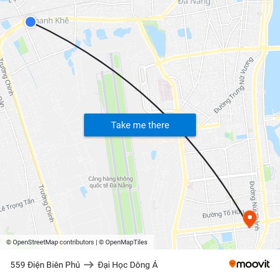 559 Điện Biên Phủ to Đại Học Dông Á map
