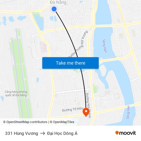 331 Hùng Vương to Đại Học Dông Á map