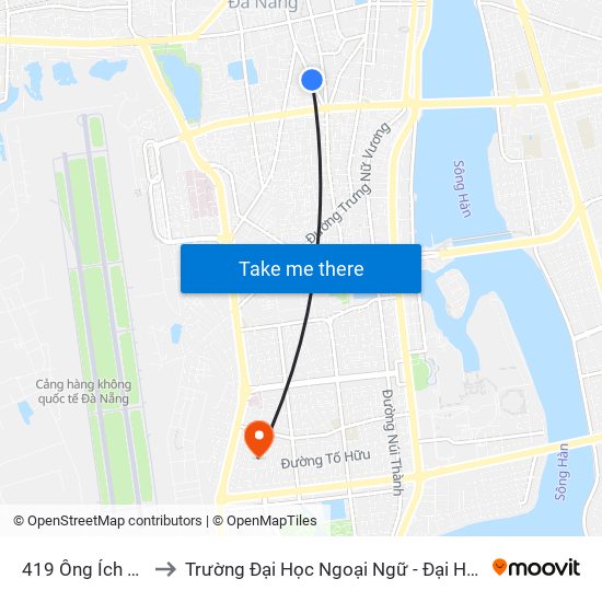 419 Ông Ích Khiêm to Trường Đại Học Ngoại Ngữ - Đại Học Đà Nẵng map