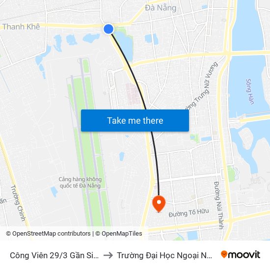 Công Viên 29/3 Gần Siêu Thị Phan Khang to Trường Đại Học Ngoại Ngữ - Đại Học Đà Nẵng map