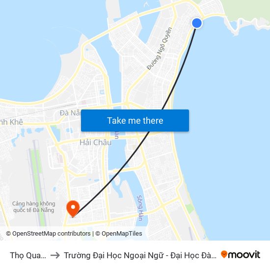 Thọ Quang to Trường Đại Học Ngoại Ngữ - Đại Học Đà Nẵng map