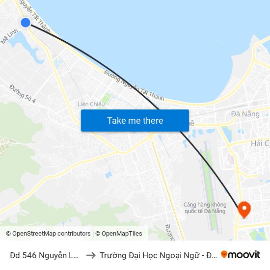 Đd 546 Nguyễn Lương Bằng to Trường Đại Học Ngoại Ngữ - Đại Học Đà Nẵng map