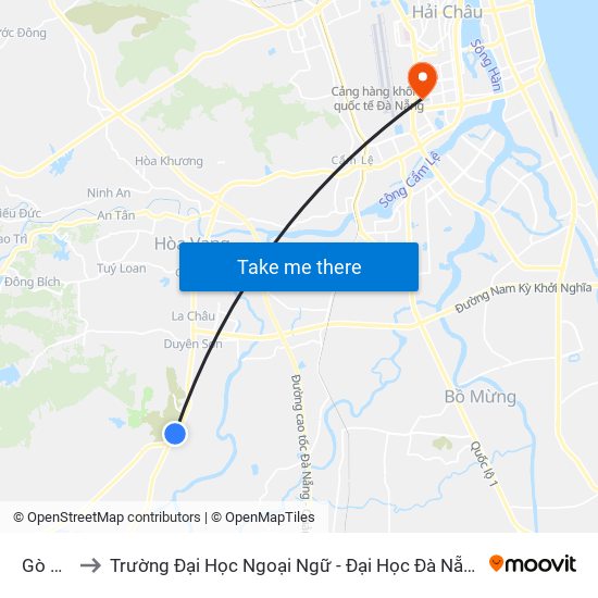 Gò Cà to Trường Đại Học Ngoại Ngữ - Đại Học Đà Nẵng map