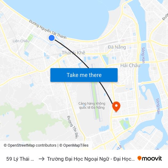 59 Lý Thái Tông to Trường Đại Học Ngoại Ngữ - Đại Học Đà Nẵng map