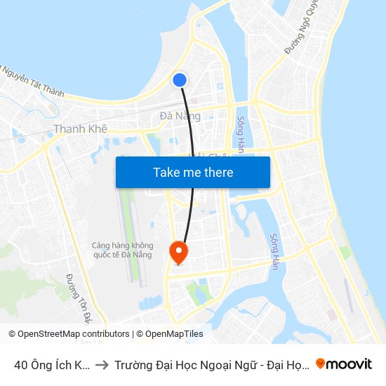 40 Ông Ích Khiêm to Trường Đại Học Ngoại Ngữ - Đại Học Đà Nẵng map