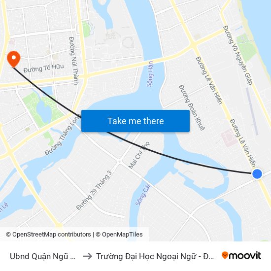 Ubnd Quận Ngũ Hành Sơn to Trường Đại Học Ngoại Ngữ - Đại Học Đà Nẵng map