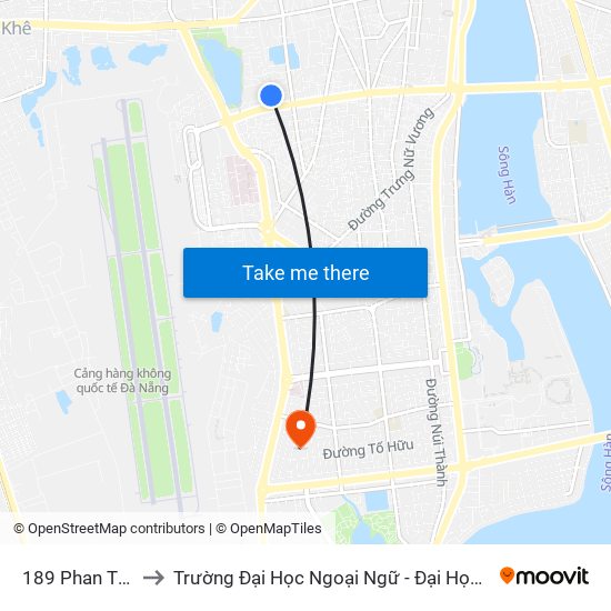 189 Phan Thanh to Trường Đại Học Ngoại Ngữ - Đại Học Đà Nẵng map