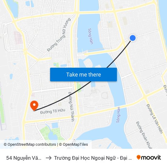 54 Nguyễn Văn Thoại to Trường Đại Học Ngoại Ngữ - Đại Học Đà Nẵng map