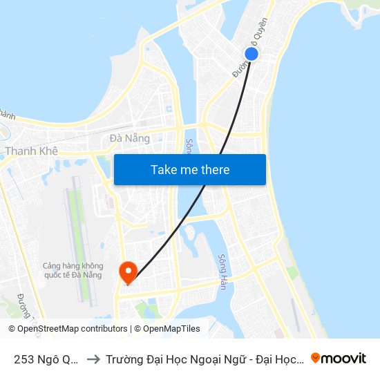 253 Ngô Quyền to Trường Đại Học Ngoại Ngữ - Đại Học Đà Nẵng map