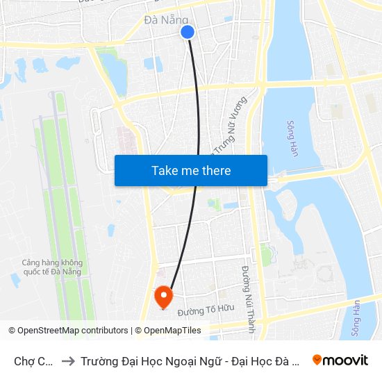 Chợ Cồn to Trường Đại Học Ngoại Ngữ - Đại Học Đà Nẵng map