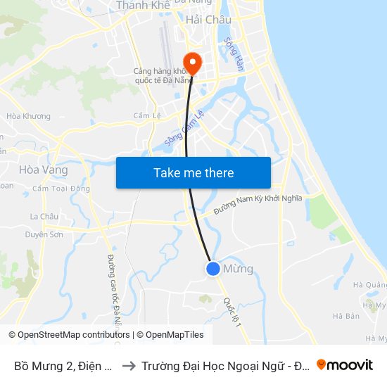 Bồ Mưng 2, Điện Thắng Bắc to Trường Đại Học Ngoại Ngữ - Đại Học Đà Nẵng map