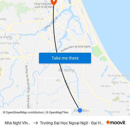 Nhà Nghỉ Vĩnh Điện to Trường Đại Học Ngoại Ngữ - Đại Học Đà Nẵng map