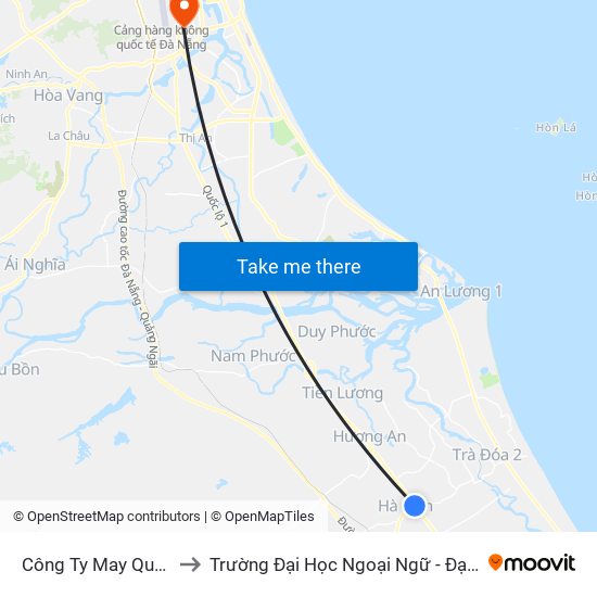 Công Ty May Quảng Nam to Trường Đại Học Ngoại Ngữ - Đại Học Đà Nẵng map