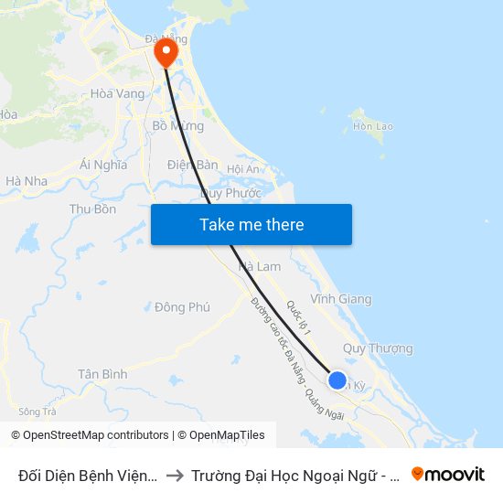 Đối Diện Bệnh Viện Minh Thiện to Trường Đại Học Ngoại Ngữ - Đại Học Đà Nẵng map