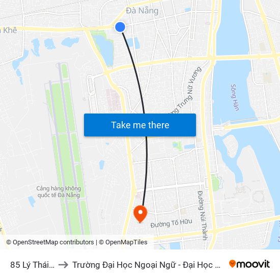 85 Lý Thái Tổ to Trường Đại Học Ngoại Ngữ - Đại Học Đà Nẵng map