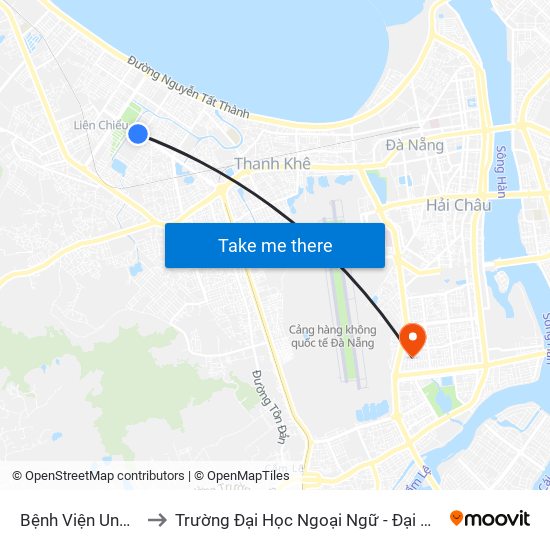 Bệnh Viện Ung Bướu to Trường Đại Học Ngoại Ngữ - Đại Học Đà Nẵng map