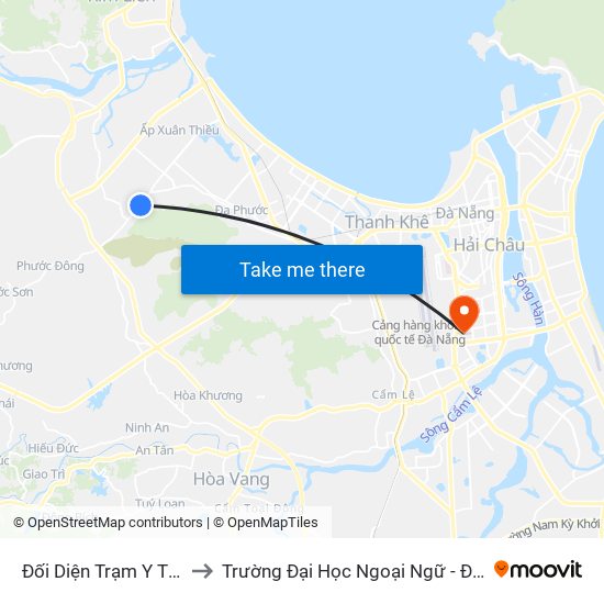 Đối Diện Trạm Y Tế Hòa Sơn to Trường Đại Học Ngoại Ngữ - Đại Học Đà Nẵng map
