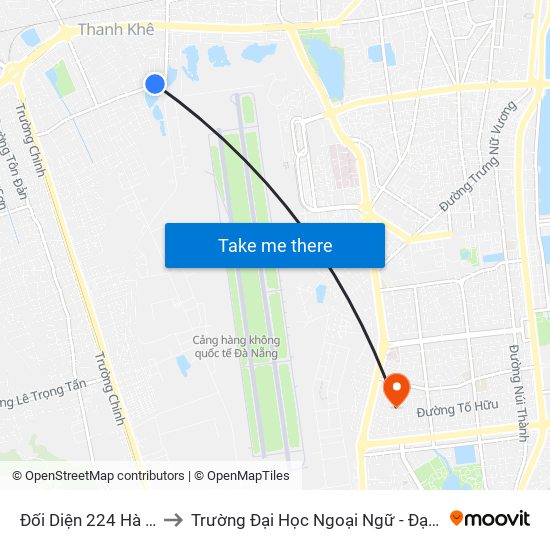 Đối Diện 224 Hà Huy Tập to Trường Đại Học Ngoại Ngữ - Đại Học Đà Nẵng map