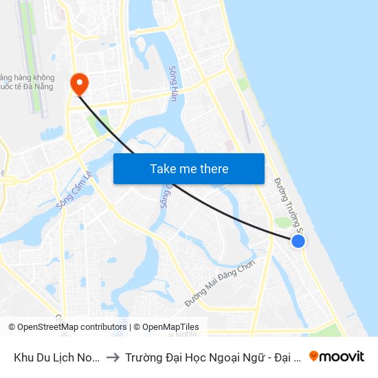 Khu Du Lịch Non Nước to Trường Đại Học Ngoại Ngữ - Đại Học Đà Nẵng map