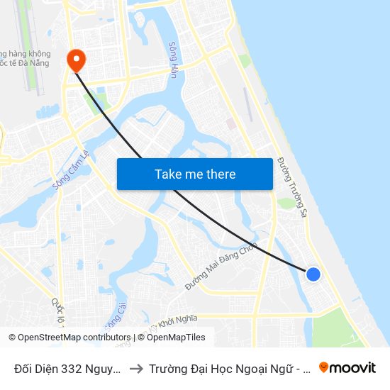 Đối Diện 332 Nguyễn Duy Trinh to Trường Đại Học Ngoại Ngữ - Đại Học Đà Nẵng map