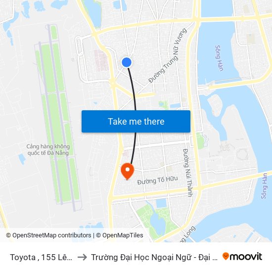 Toyota , 155 Lê Đình Lý to Trường Đại Học Ngoại Ngữ - Đại Học Đà Nẵng map