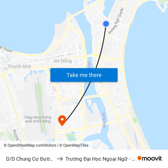 D/D Chung Cư Đường Khúc Hạo to Trường Đại Học Ngoại Ngữ - Đại Học Đà Nẵng map