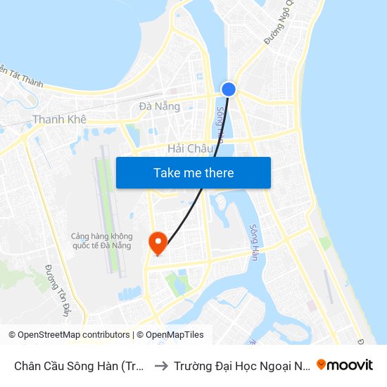 Chân Cầu Sông Hàn (Trụ Điện Cs 125 T3 Thd) to Trường Đại Học Ngoại Ngữ - Đại Học Đà Nẵng map