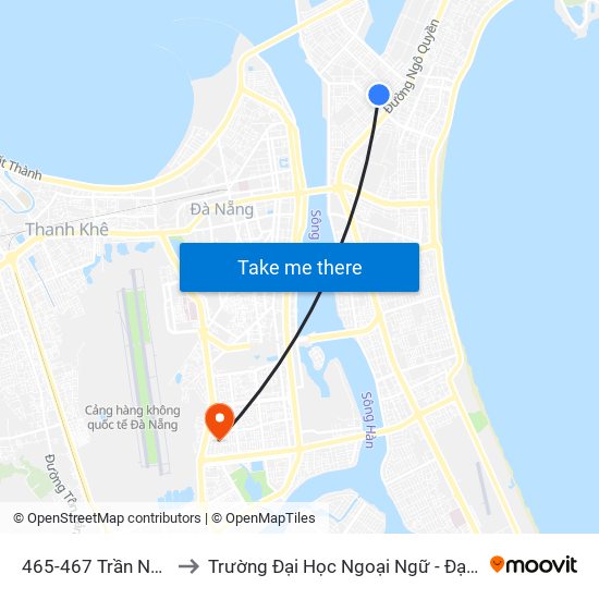 465-467 Trần Nhân Tông to Trường Đại Học Ngoại Ngữ - Đại Học Đà Nẵng map