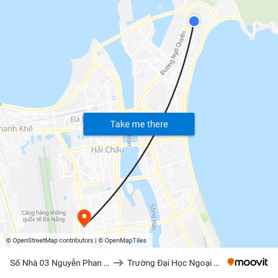 Số Nhà 03 Nguyễn Phan Vinh (Giáo Xứ Sơn Trà) to Trường Đại Học Ngoại Ngữ - Đại Học Đà Nẵng map
