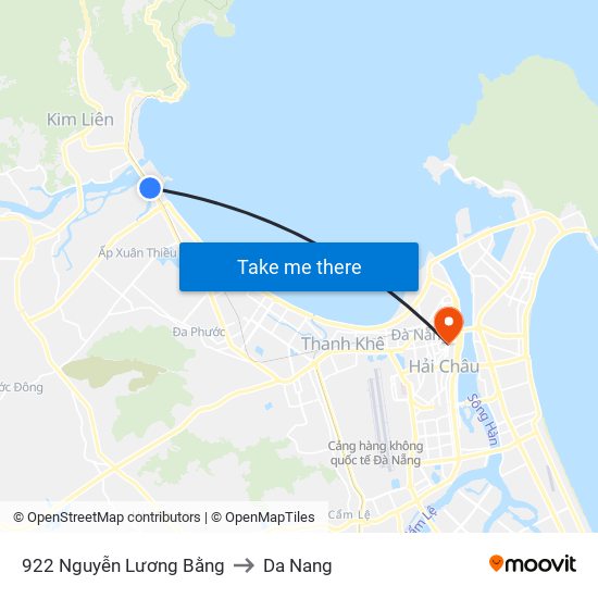 922  Nguyễn Lương Bằng to Da Nang map