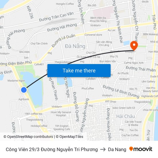 Công Viên 29/3 Đường Nguyễn Tri Phương to Da Nang map