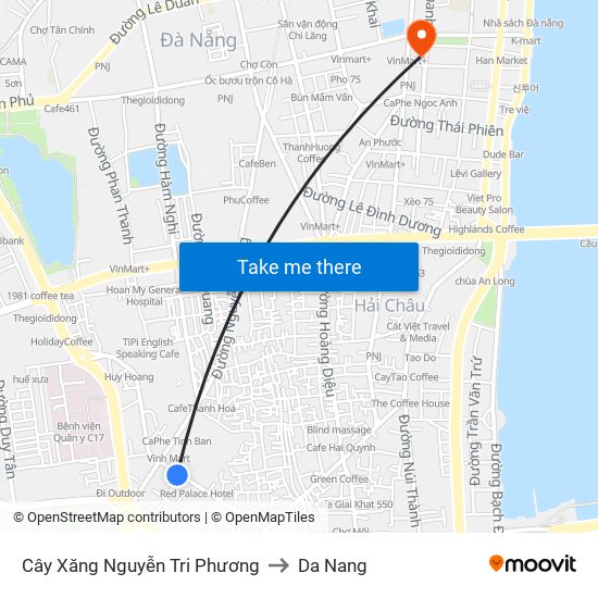 Cây Xăng Nguyễn Tri Phương to Da Nang map