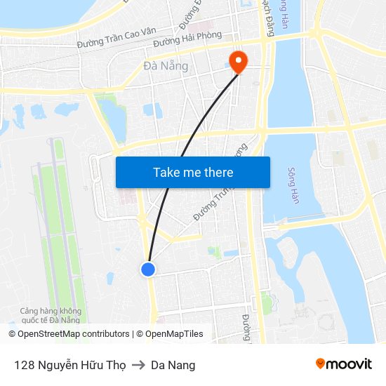 128 Nguyễn Hữu Thọ to Da Nang map