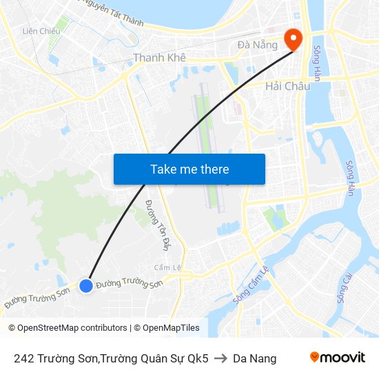 242 Trường Sơn,Trường Quân Sự Qk5 to Da Nang map