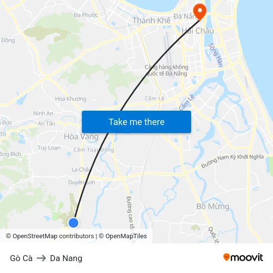 Gò Cà to Da Nang map