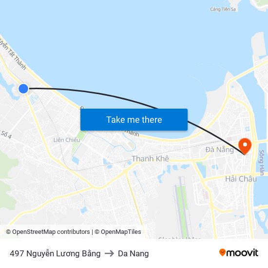 497  Nguyễn Lương Bằng to Da Nang map