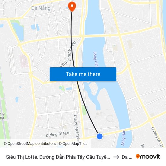 Siêu Thị Lotte, Đường Dẫn Phía Tây Cầu Tuyên Sơn Cách Trần Đăng Ninh 50m to Da Nang map