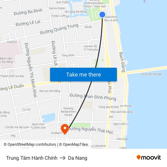 Trung Tâm Hành Chính to Da Nang map