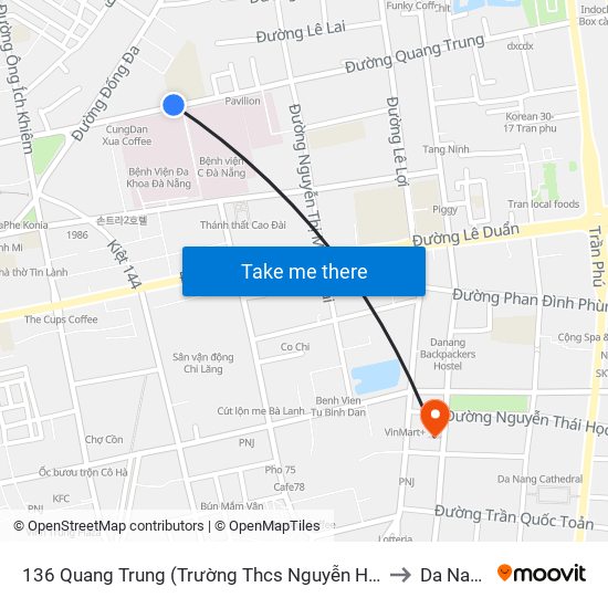 136 Quang Trung (Trường Thcs Nguyễn Huệ) to Da Nang map