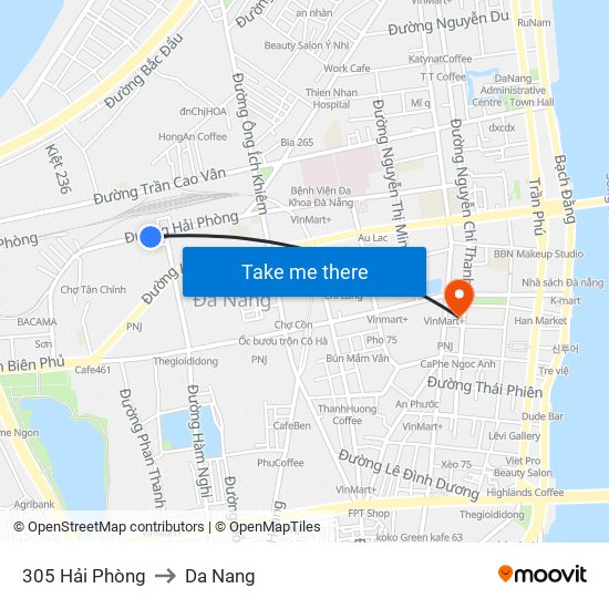 305 Hải Phòng to Da Nang map