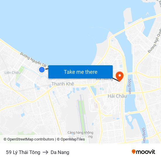 59 Lý Thái Tông to Da Nang map