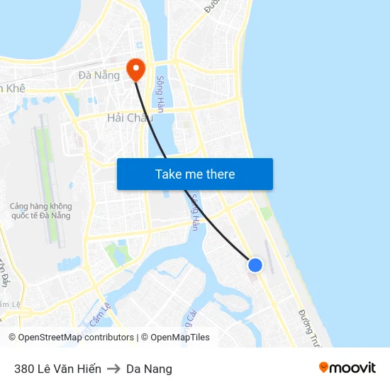 380 Lê Văn Hiến to Da Nang map