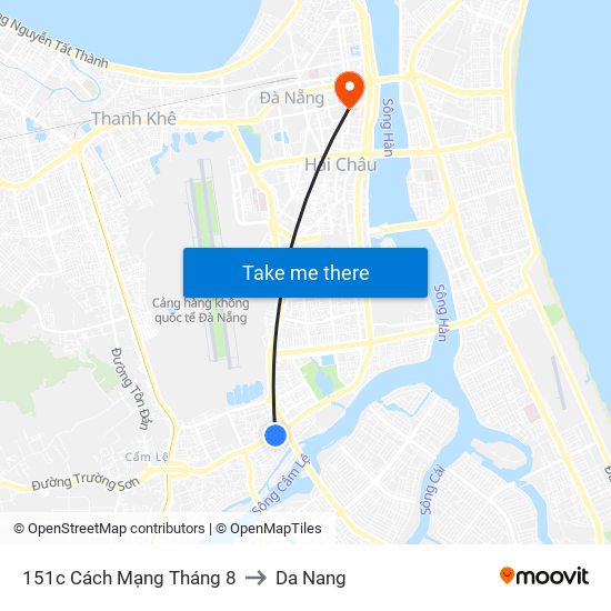 151c Cách Mạng Tháng 8 to Da Nang map