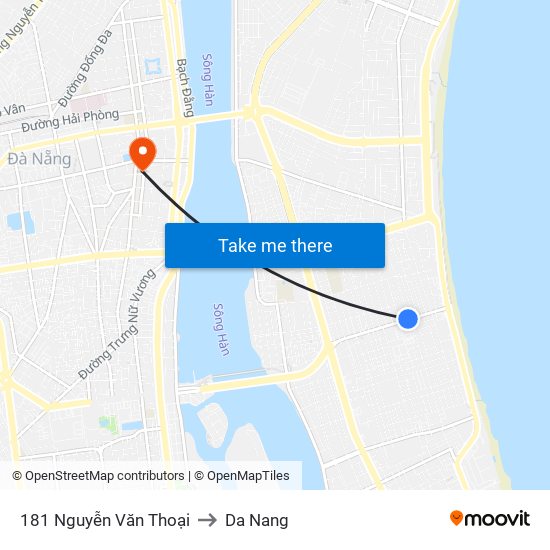 181 Nguyễn Văn Thoại to Da Nang map