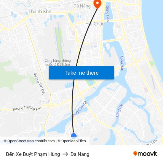 Bến Xe Buýt Phạm Hùng to Da Nang map
