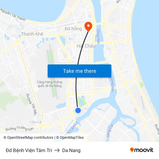 Đd Bệnh Viện Tâm Trí to Da Nang map