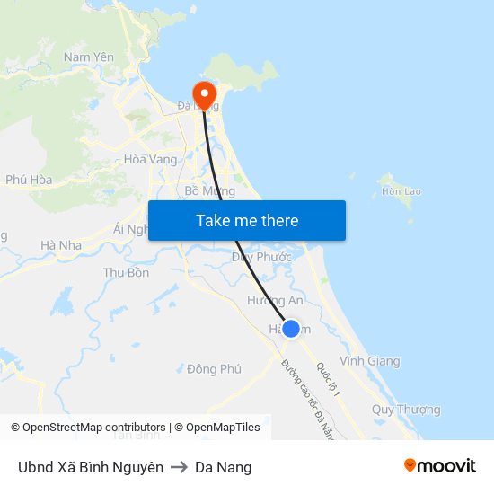 Ubnd Xã Bình Nguyên to Da Nang map