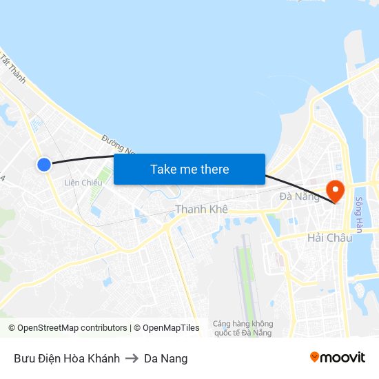 Bưu Điện Hòa Khánh to Da Nang map