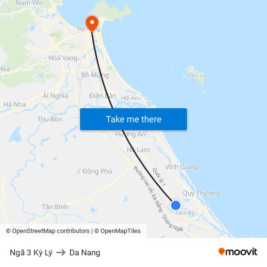 Ngã 3 Kỳ Lý to Da Nang map